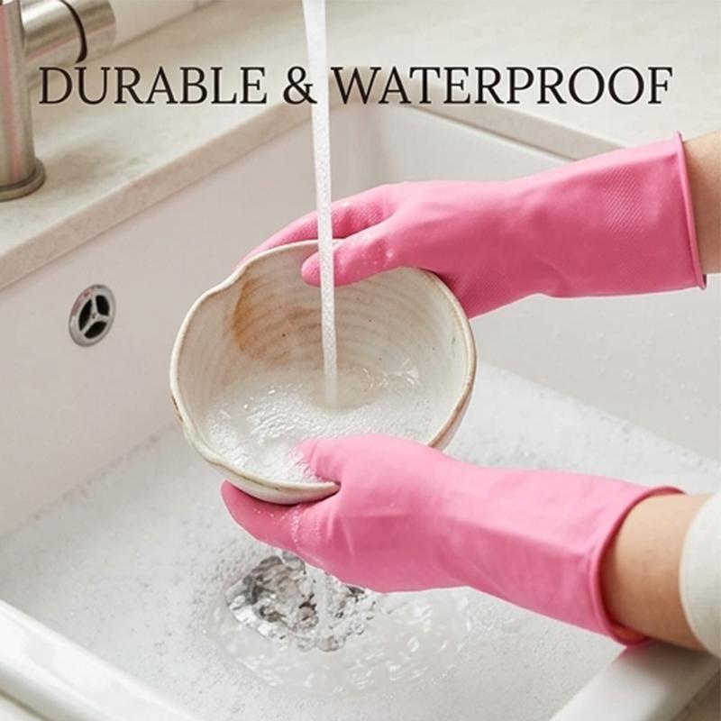 Dish Washing Cleaning Durable Rubber Latex Cleaning Gloves - Non-Slip Waterproof Dishwashing