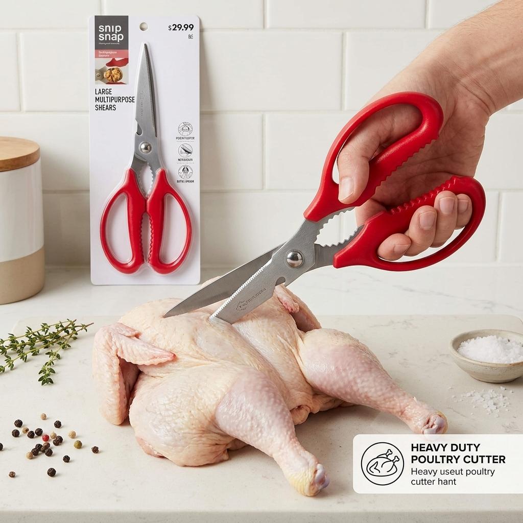 Heavy Duty Sharp Kitchen Scissors Stainless Steel Heavy Duty For Meat Poultry Vegetable Cooking