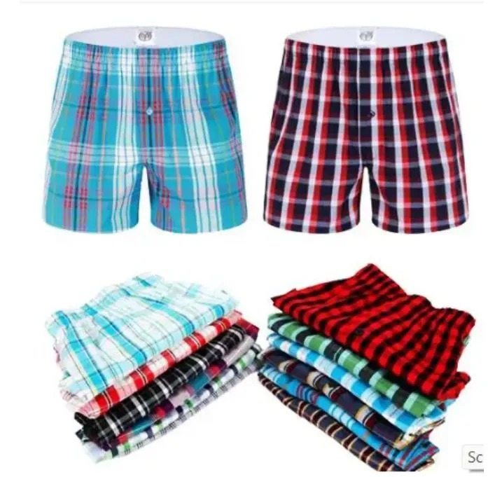 6Pcs Finest high Quality Pure Cotton Checked Men's Boxers Very Comfortable Plaid Men Underwear