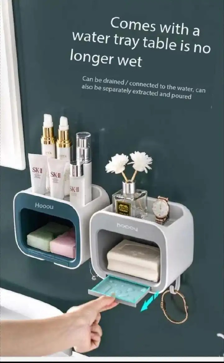Classy multipurpose soap/sponge holder with top shelf and drain shelf