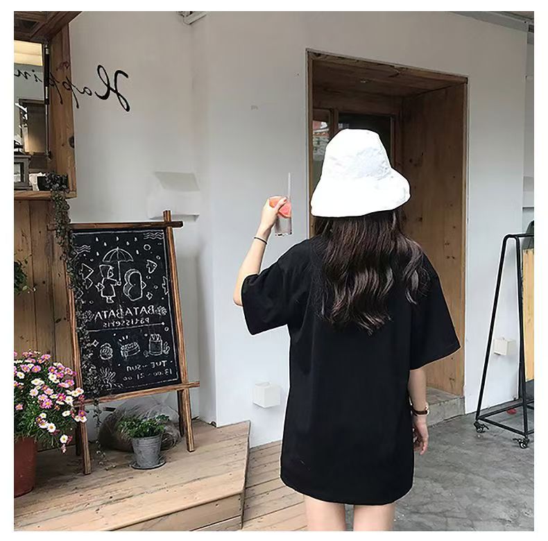 Fashion summer new printed mid-length short-sleeved T-shirt women loose tops ins women's clothing