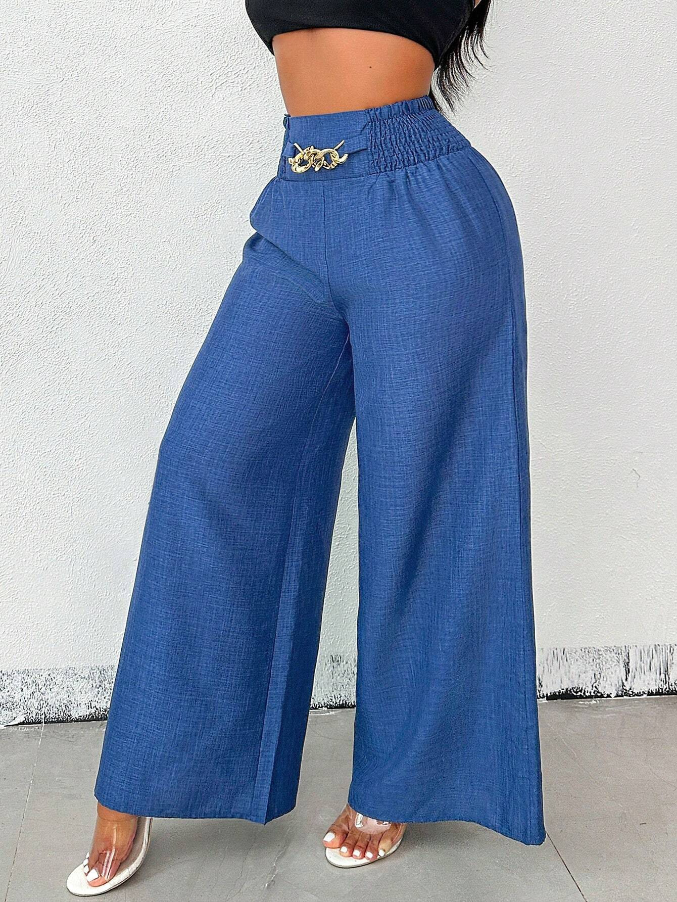 New Arrival Women Retro High Waist Wide Leg Pants Elastic Waist Draped Loose Women Trousers Fashion European American Style Casual Pants