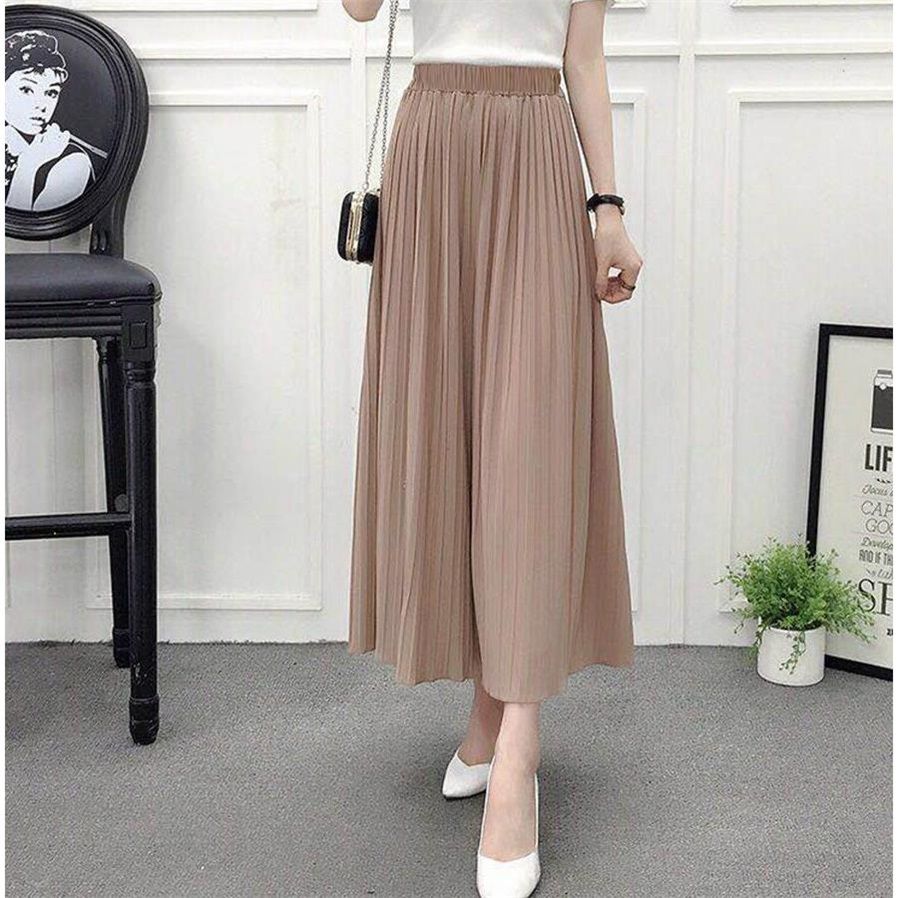 Women Pant High Waist Ruffled Large Size Chiffon Wide Leg Pants Women Pleated Loose Pants Lady Summer Trousers