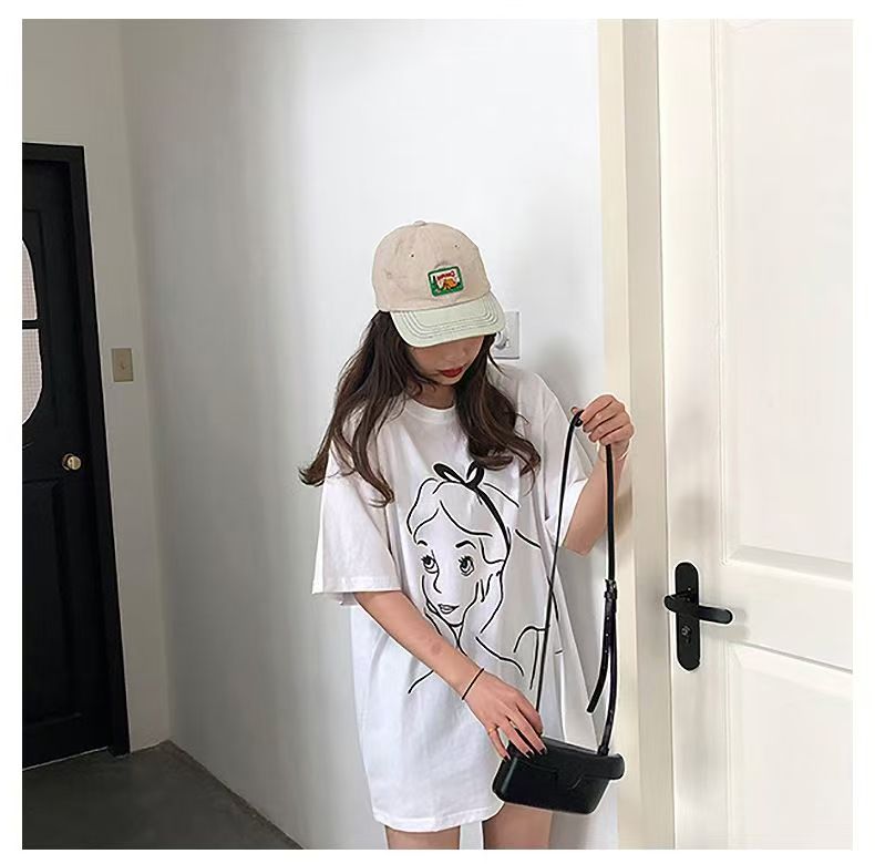 Fashion summer new printed mid-length short-sleeved T-shirt women loose tops ins women's clothing
