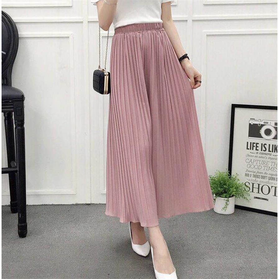 Women Pant High Waist Ruffled Large Size Chiffon Wide Leg Pants Women Pleated Loose Pants Lady Summer Trousers