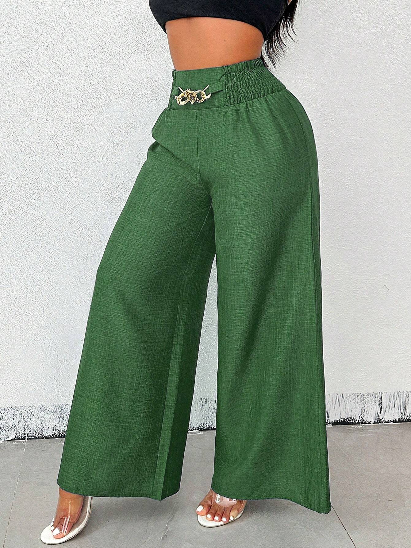 New Arrival Women Retro High Waist Wide Leg Pants Elastic Waist Draped Loose Women Trousers Fashion European American Style Casual Pants