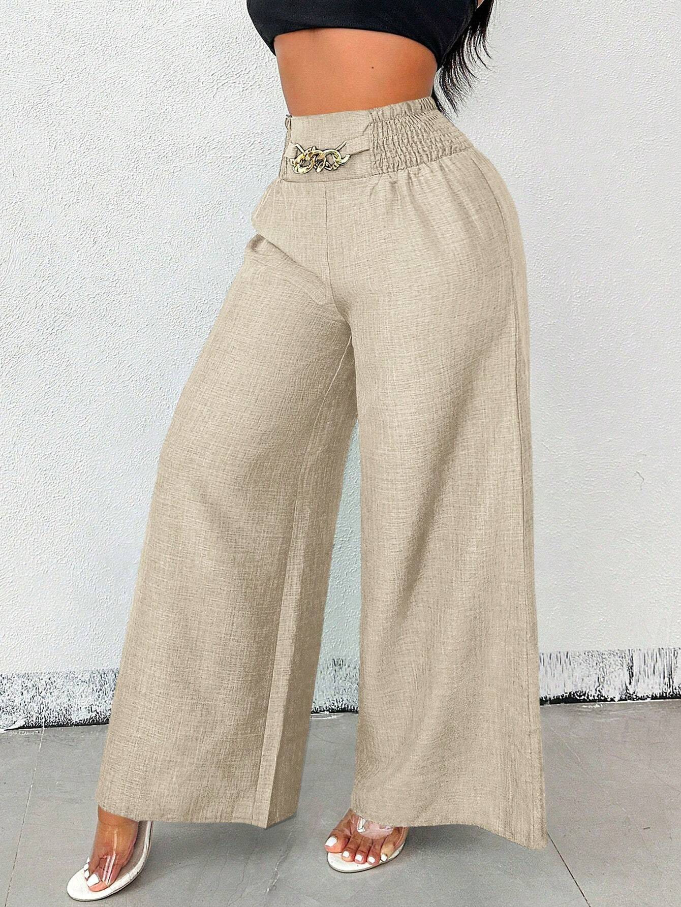 New Arrival Women Retro High Waist Wide Leg Pants Elastic Waist Draped Loose Women Trousers Fashion European American Style Casual Pants