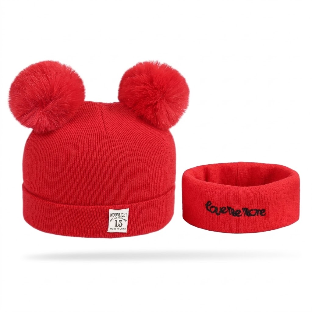 2-in-1 Baby Hat and Scarf Set - Soft Cotton Warm Winter Beanie & Matching Scarf - Cozy Newborn Headwear for Boys & Girls