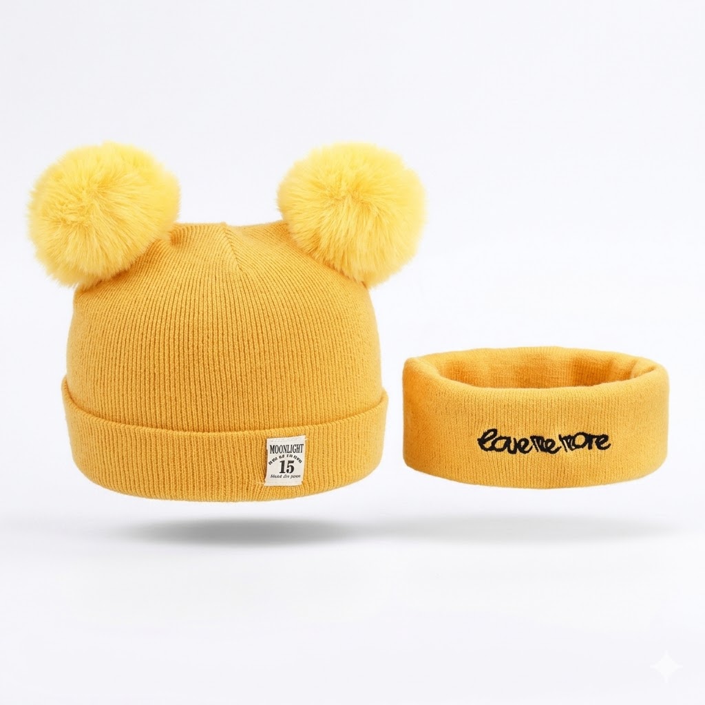2-in-1 Baby Hat and Scarf Set - Soft Cotton Warm Winter Beanie & Matching Scarf - Cozy Newborn Headwear for Boys & Girls