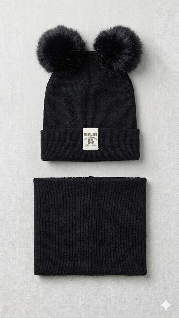 2-in-1 Baby Hat and Scarf Set - Soft Cotton Warm Winter Beanie & Matching Scarf - Cozy Newborn Headwear for Boys & Girls