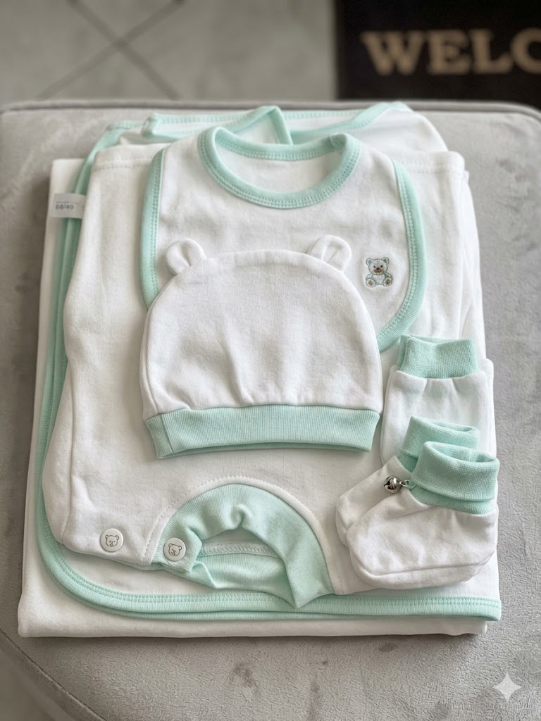 Two-Tone 11PCS Premium Newborn Cotton Receiving Set – Unisex Hospital Essentials Kit