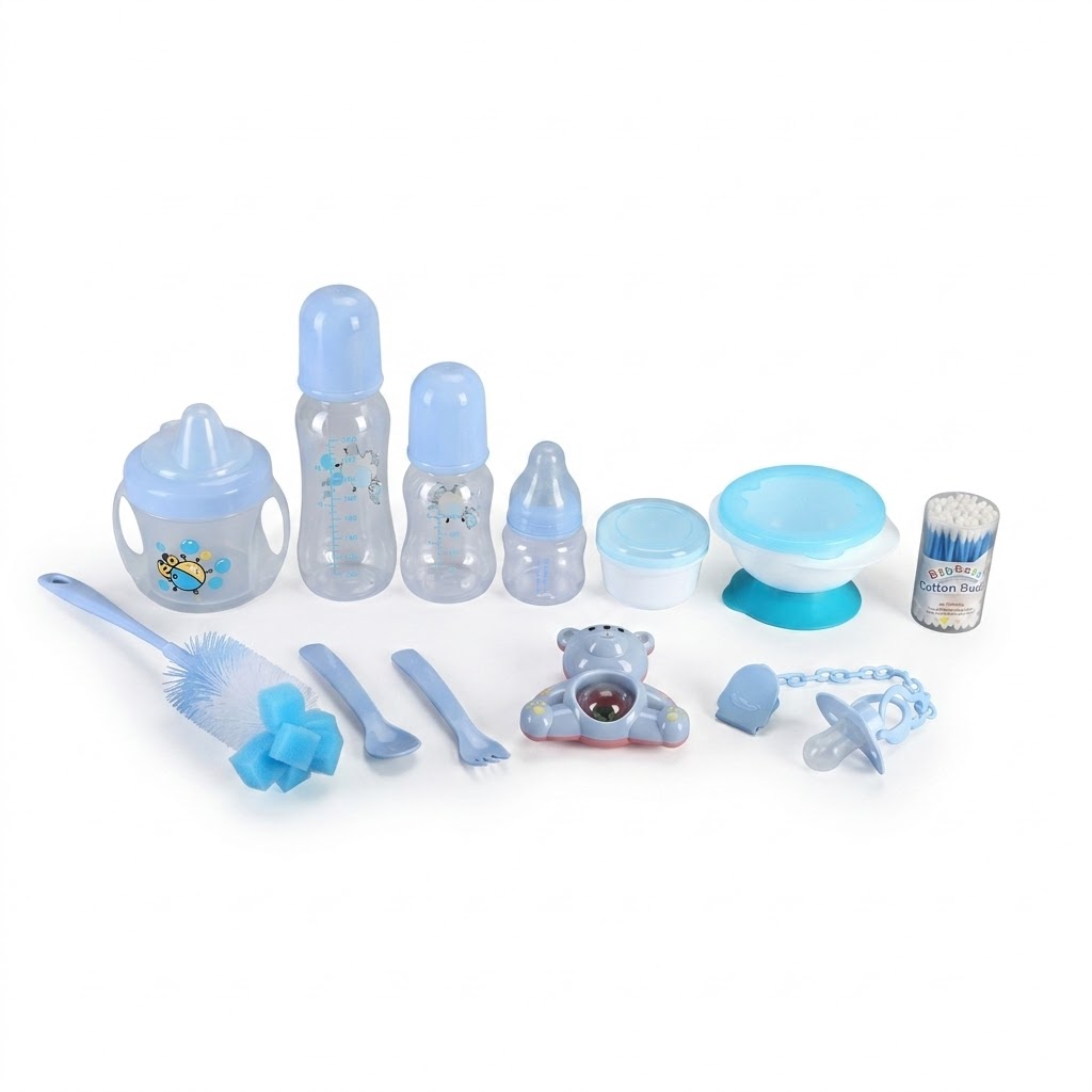 Boss Baby Feeding Bottle Bank Gift Set 14-In-1 Newborn Feeding & Care Essentials Box
