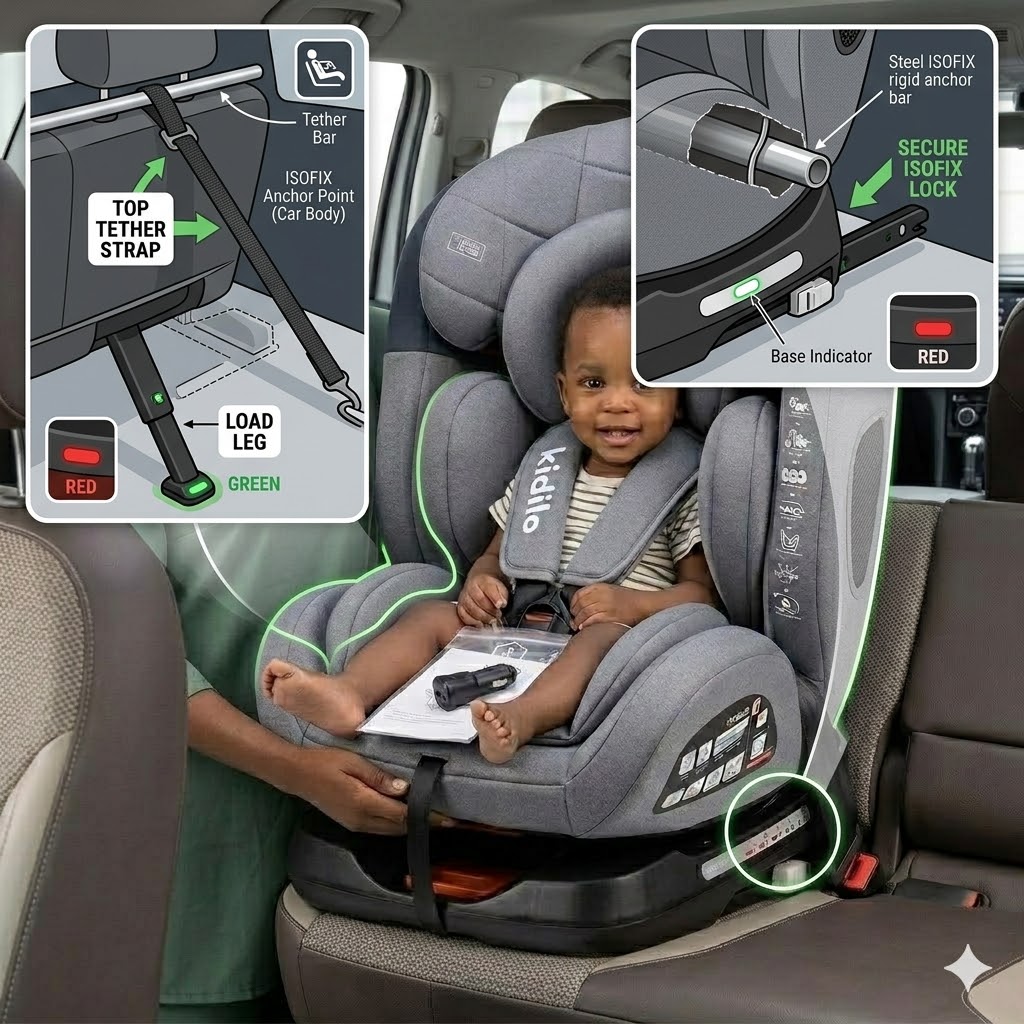 ISOFIX Convertible Child Car Seat – All-in-One Baby to Toddler Safety Seat