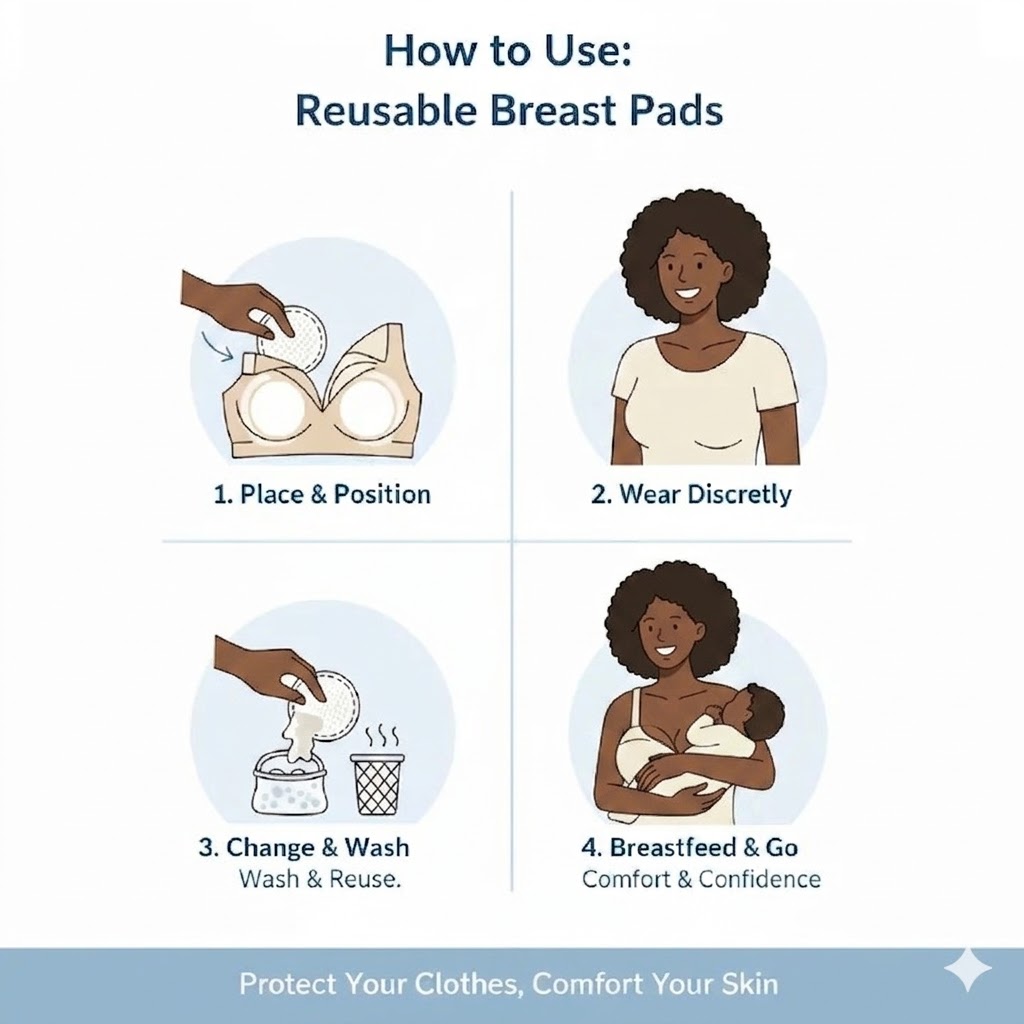 Leak-Proof Cotton Breast Pads | Soft Reusable Nursing Pads | Washable, Padded & Absorbent Breastfeeding Pads | Gentle, Eco-Friendly Comfort for Moms