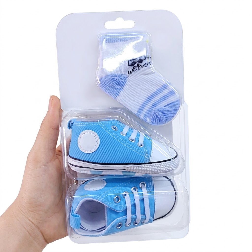 Pre-Walker Shoes & 1 pair of Socks  – Non-Slip Flexible Soles for First Steps infants and toddlers