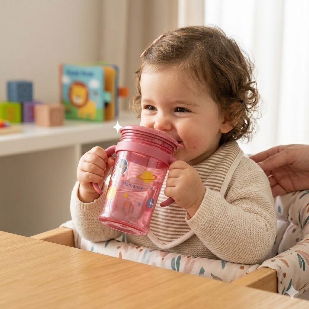 MOMEASY 360° Magic Leak-Proof Baby Training Cup Spill-Free Toddler Sippy Cup with Handles (BPA-Free)