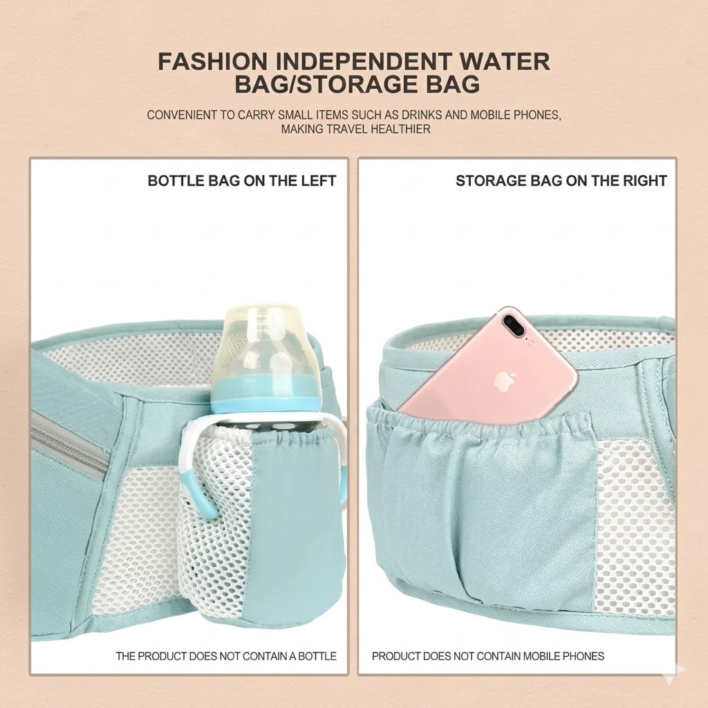 Ergonomic 6 in-1 Baby Carrier With Hipseat & Backpack Function – Breathable Mesh Ventilation, Hidden Sun Hat & Storage Pocket