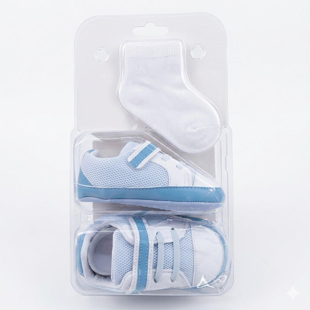 Pre-Walker Shoes & 1 pair of Socks  – Non-Slip Flexible Soles for First Steps infants and toddlers