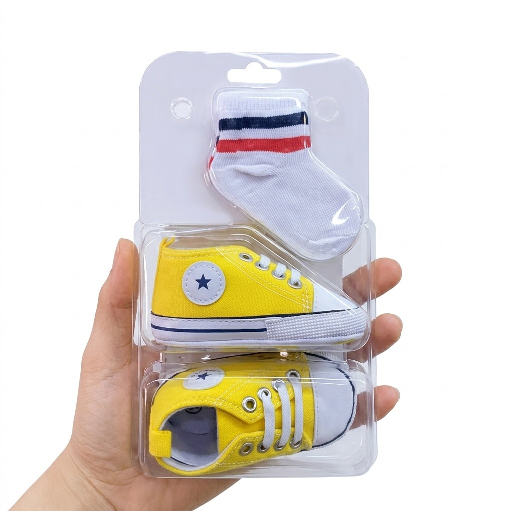 Pre-Walker Shoes & 1 pair of Socks  – Non-Slip Flexible Soles for First Steps infants and toddlers