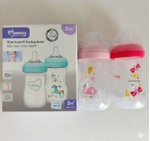 Momeasy 2-Pack Wide Neck Baby Feeding Bottles - 240ml/8oz - Anti-Colic & BPA-Free - Natural Feel Silicone Nipple