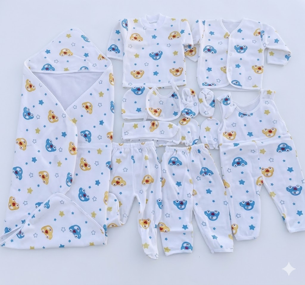 Lucky Star 11 Pieces High Quality New Born Baby Receiving Set Newborn Baby Clothes Toddler Long Sleeve Romper Pants+Hat+Bibs Fall Winter Infant Baby Outfits soft durable cozy set for girls and boys