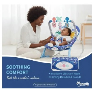 Momeasy 2-in-1 Baby Rocker & Stationary Chair – Soothing Vibrations & Music | Newborn to Toddler | Adjustable Feeding & Sleeping Seat