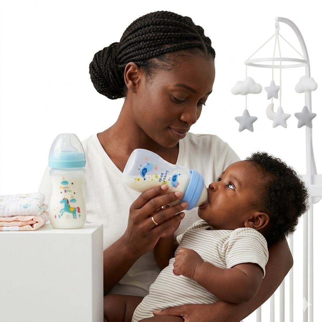 Momeasy 2-Pack Wide Neck Baby Feeding Bottles - 240ml/8oz - Anti-Colic & BPA-Free - Natural Feel Silicone Nipple