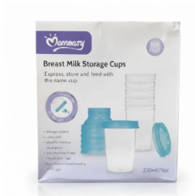 Momeasy 6-Pack Breast Milk Storage Cups (270ml/9oz) - BPA-Free, Leak-Proof & Reusable - Store, Warm & Sterilize