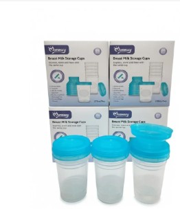 Momeasy 6-Pack Breast Milk Storage Cups – 180ml/6oz, BPA-Free, Leak-Proof, 3-in-1: Warm, Store & Sterilize, Compatible with Most Pumps