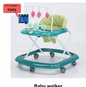 4-in-1 Baby Walker with Parent Push Handle – Adjustable Height & Musical Activity Tray – Converts to Feeding Chair + FREE Batteries