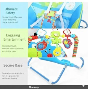 Momeasy 2-in-1 Baby Rocker & Stationary Chair – Soothing Vibrations & Music | Newborn to Toddler | Adjustable Feeding & Sleeping Seat