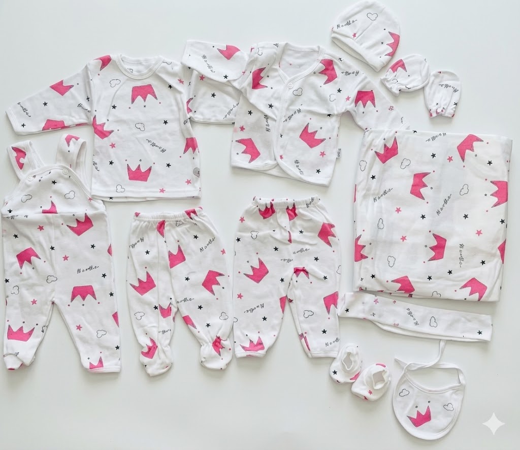 Lucky Star 11 Pieces High Quality New Born Baby Receiving Set Newborn Baby Clothes Toddler Long Sleeve Romper Pants+Hat+Bibs Fall Winter Infant Baby Outfits soft durable cozy set for girls and boys