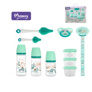 Momeasy 11-Pc Newborn Baby Feeding Essentials Gift Set – BPA-Free Anti-Colic Bottles, Silicone Cleaning Brushes & Storage Containers