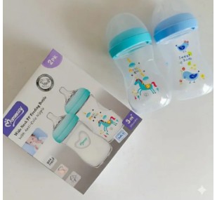 Momeasy 2-Pack Wide Neck Baby Feeding Bottles - 240ml/8oz - Anti-Colic & BPA-Free - Natural Feel Silicone Nipple