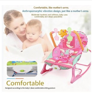 Infant to Toddler Baby Rocker with Soothing Vibrations & Musical Toy Bar – Adjustable Feeding & Sleeping Chair for Newborns to Toddlers