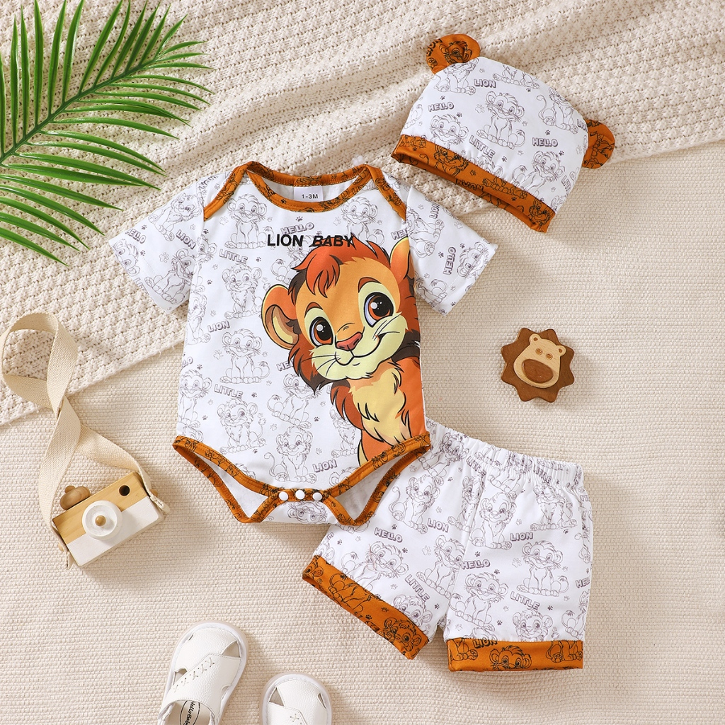 Set for 0-9Months Newborn&Toddler Baby Unisex Kids Three Autumn and Winter Sets of Little Tiger Ha Clothes Paired with Yellow Ha Clothes and Cute Hats