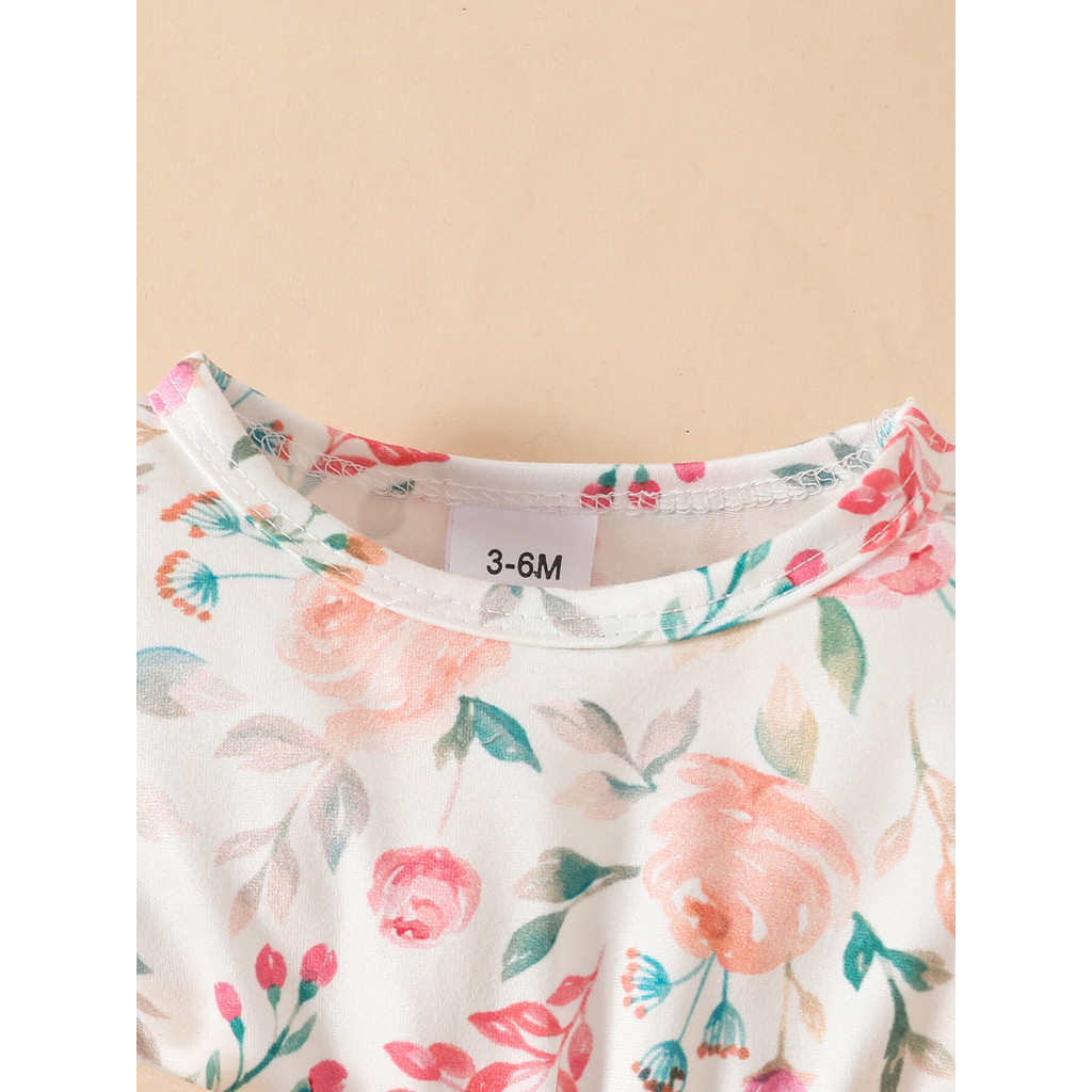 3-24Months Toddler Baby Girl Long Sleeved Floral Dress Apricot Fashion Dress with Headband Infant Baby Girl Cute Daily Wear