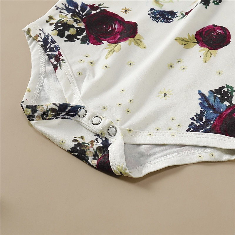 0-2 Year Girls' Floral & Ruffles Romper & Pinafore Set - Sweet Playtime Outfit for Baby Girls
