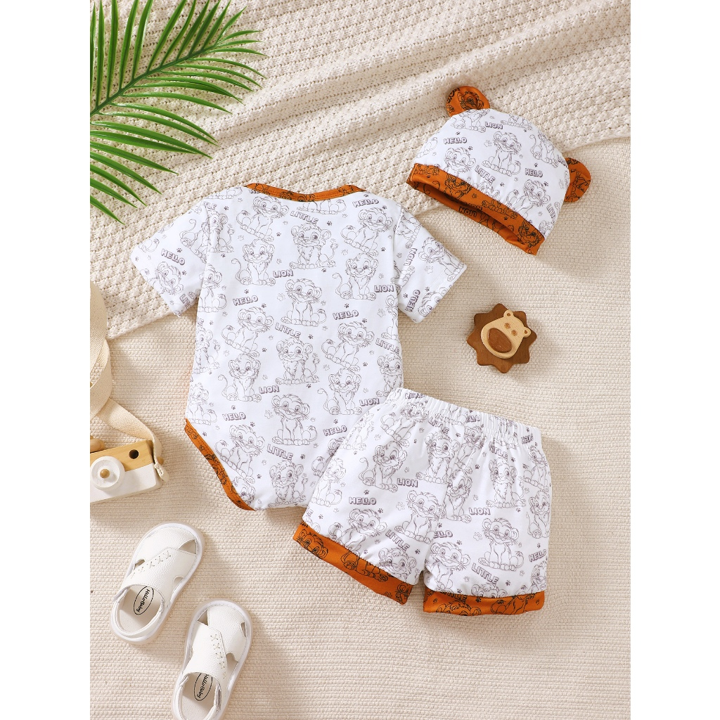 Set for 0-9Months Newborn&Toddler Baby Unisex Kids Three Autumn and Winter Sets of Little Tiger Ha Clothes Paired with Yellow Ha Clothes and Cute Hats
