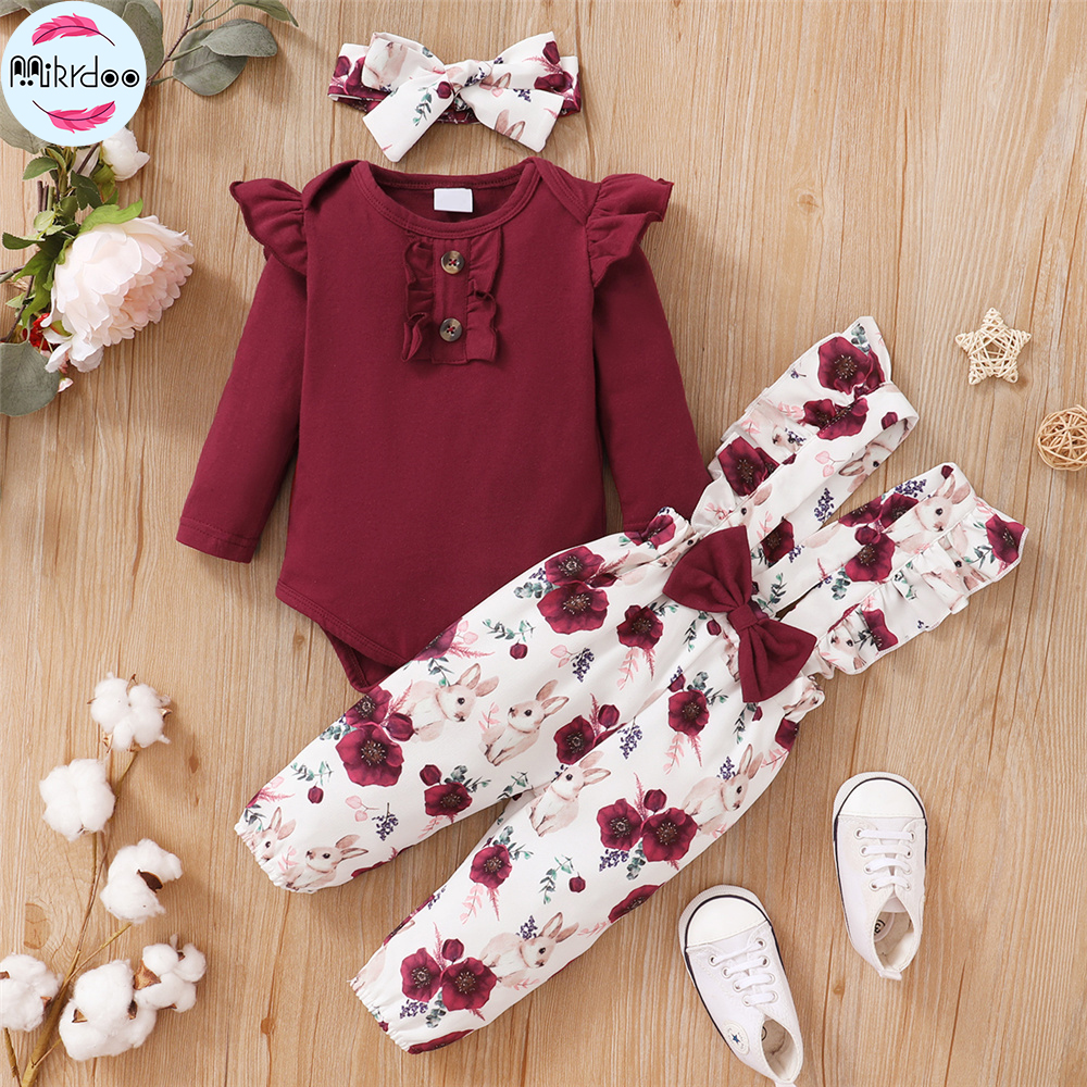 Catpapa girl | Outfit for 1-24Months Newborn&Toddler Baby Girl Leisure Longsleeves Floral Romper Set Comfortable Trendy Jumpsuit | Babies dress | Cute baby dresses | BabyFashion