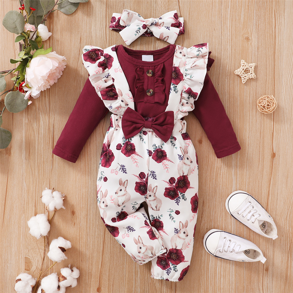 Catpapa girl | Outfit for 1-24Months Newborn&Toddler Baby Girl Leisure Longsleeves Floral Romper Set Comfortable Trendy Jumpsuit | Babies dress | Cute baby dresses | BabyFashion
