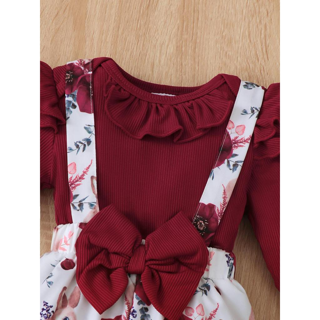 Catpapa girl | Outfit for 1-24Months Newborn&Toddler Baby Girl Leisure Longsleeves Floral Romper Set Comfortable Trendy Jumpsuit | Babies dress | Cute baby dresses | BabyFashion