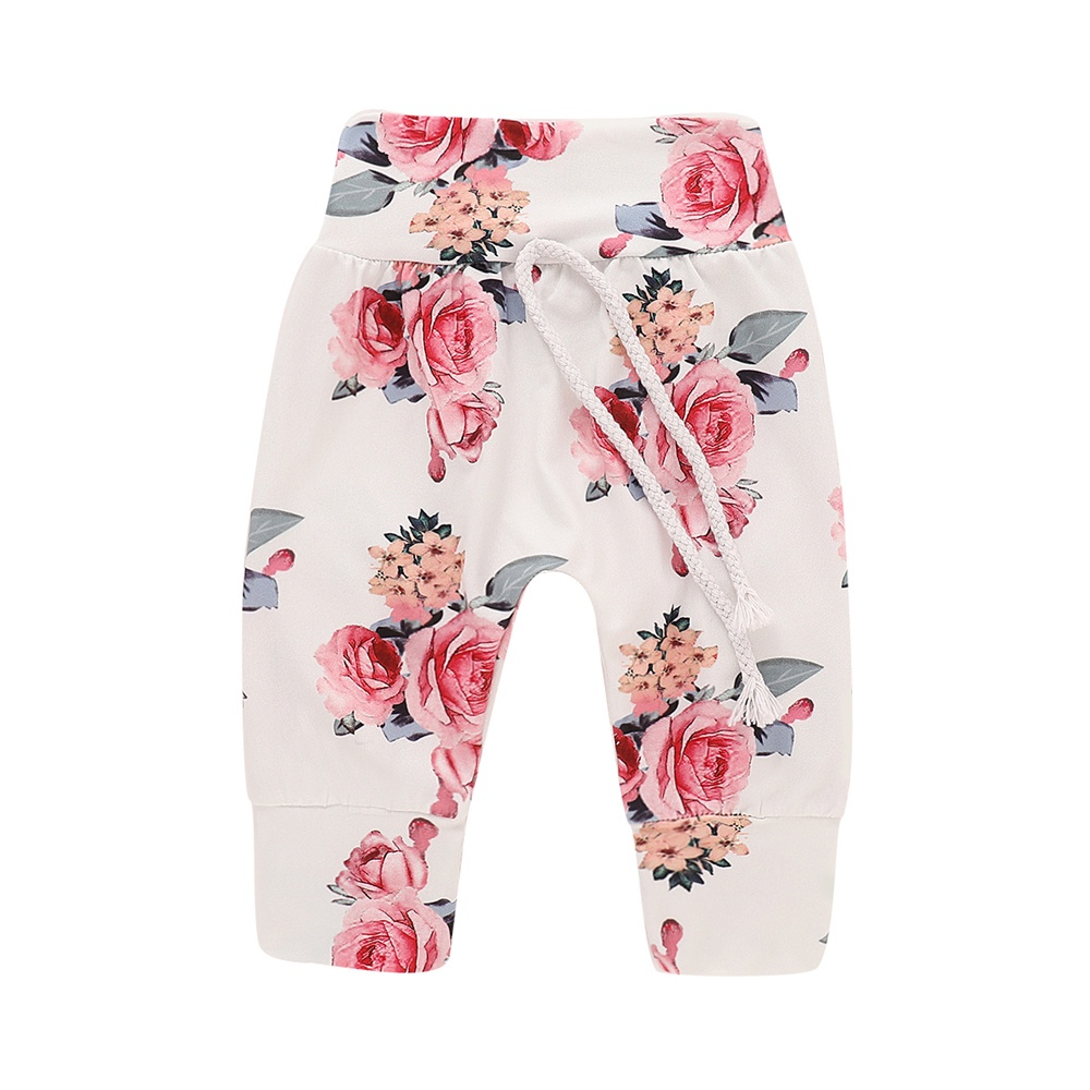 0-2 Years Girls' Floral Print Hooded Sweatshirt & Pants Set with Kangaroo Pocket, Cute Matching Outfit for Daily Play & Outings, Baby Girl Clothes