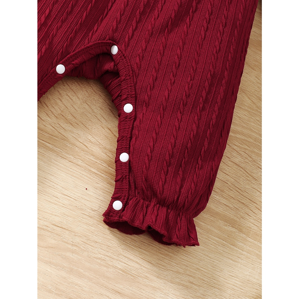 Baby Autumn/Winter Flower Set 0-18M Long Sleeve Top+Red Straps Ha Yi Bow Design Cute Princess Style Baby Crawler