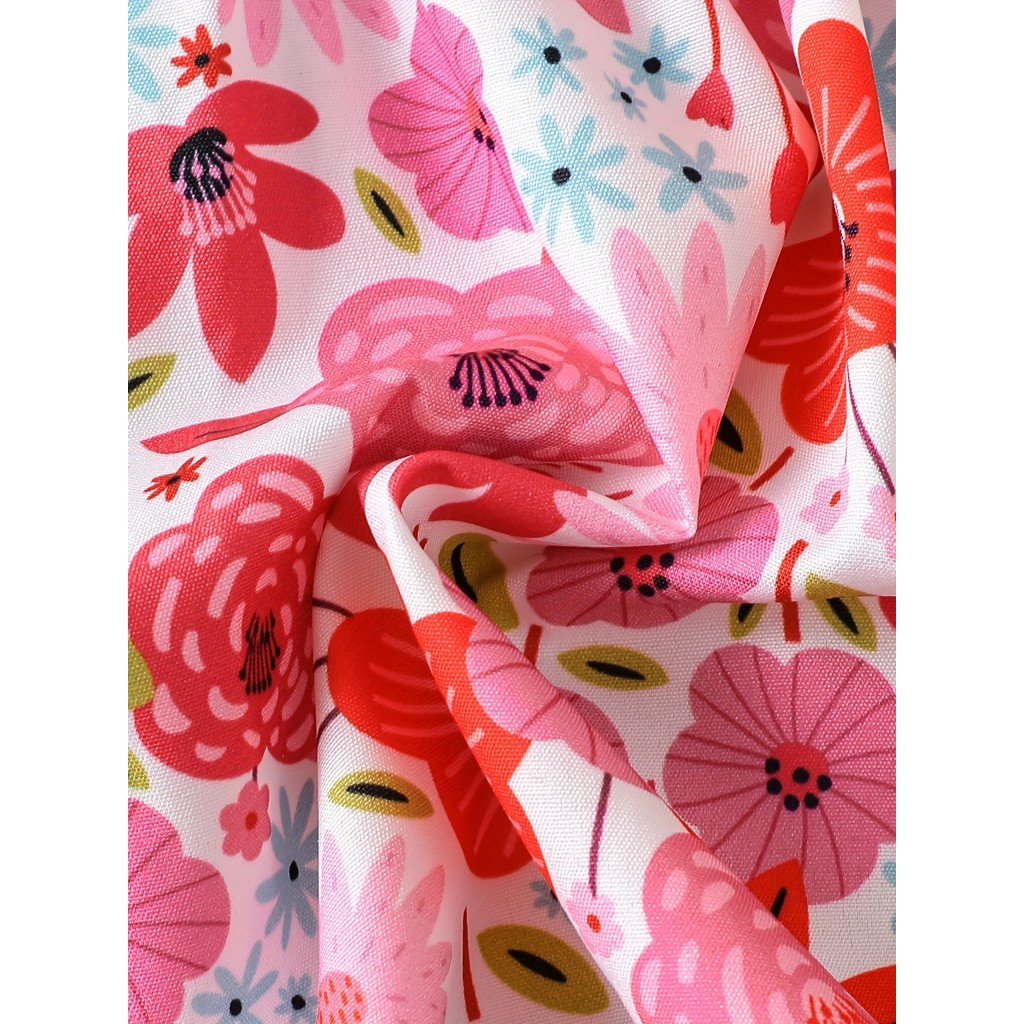 【3M-3Y】 Resort-Ready 2-Piece Set for Baby Girls: Allover Floral Spaghetti Strap A-Line Dress + Matching Sun Hat – Vacation-Chic Style