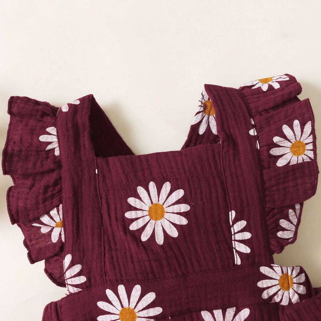 Newborn Baby Girl Romper Ruffle Fly Sleeve Cotton Romper with Headband Floral Print Outfit Clothing