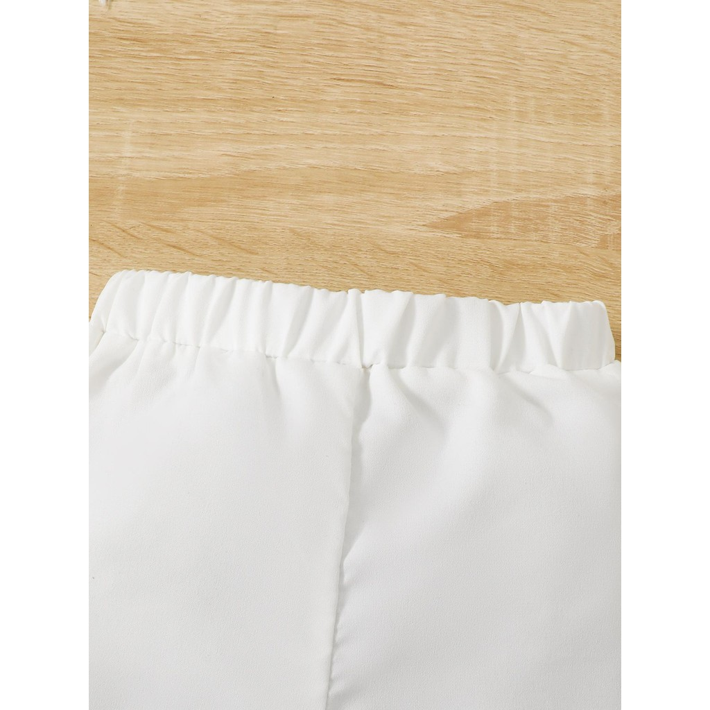 Muslim round neck top and white shorts for newborns and young children aged 0-3, Halal style casual clothing baby set