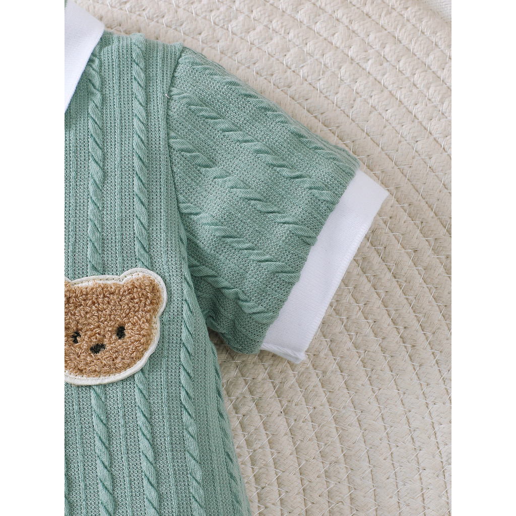 0-18Months Newborn&Toddler Baby Boy Leisure Printing Bear Christmas Jumpsuit Set