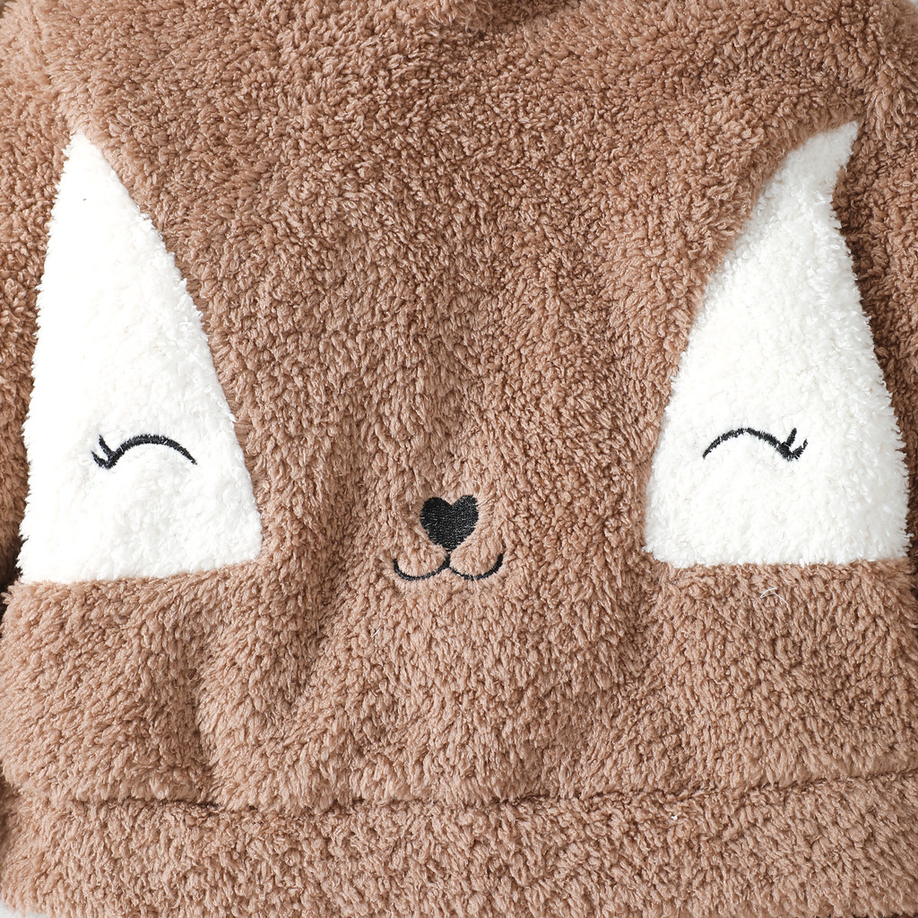 Catpapa girl | 0-3 Years Toddler Baby  Girl Winter Clothes Set Brown Bear Velvet Long Sleeved Hooded Sweatshirt with Pants | Cute baby dresses | BabySuit | Soft