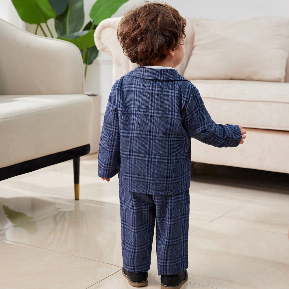 Catpapa boy | Baby Boy 3-18Months Plaid Formal Suit Set, Infant Gentleman Blazer + Pants + Bow Tie Outfit for Wedding Baptism Party | Boys clothes fashions | BabyClothing